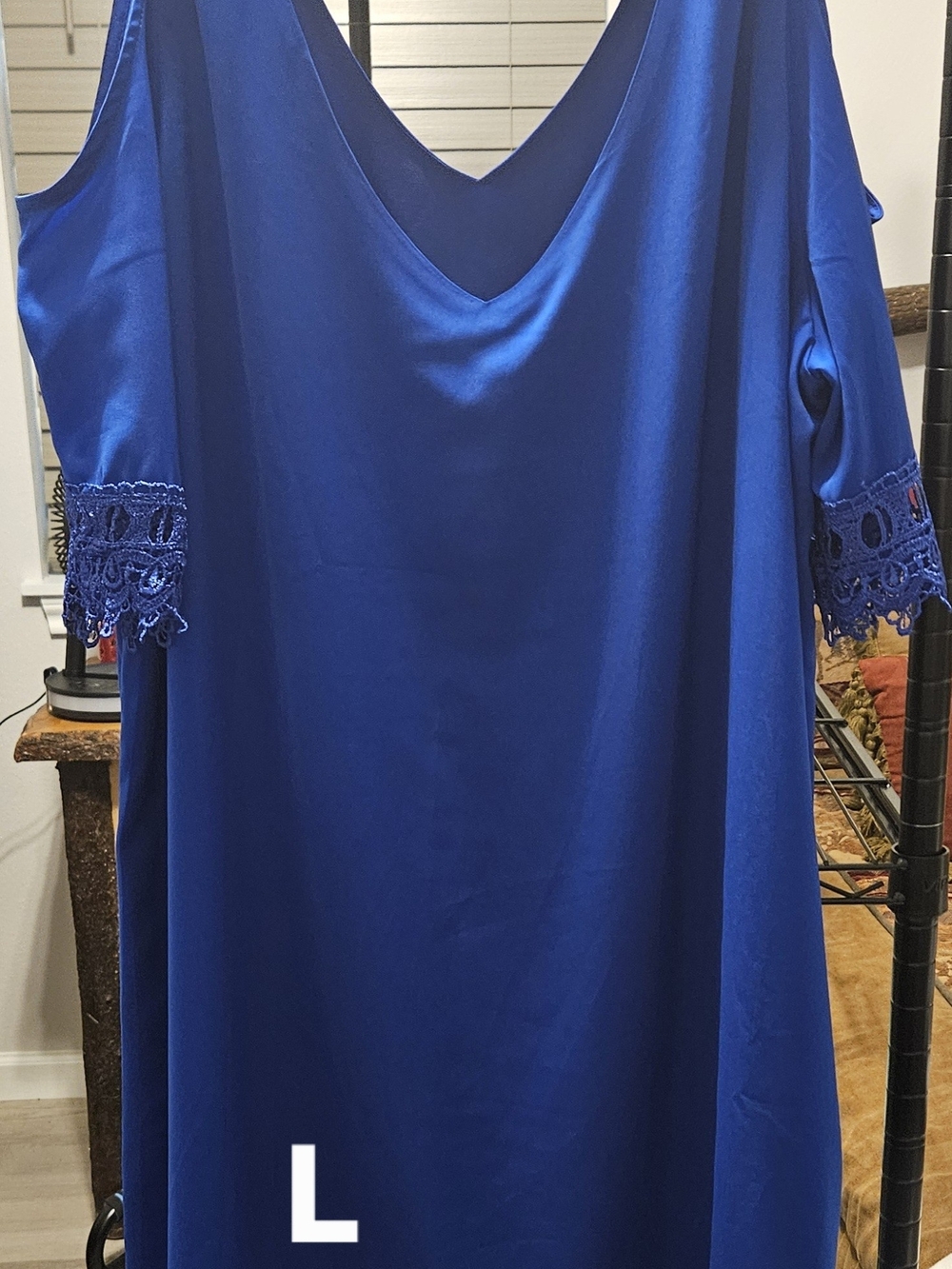 Women's Royal Blue Cold-Shoulder V-Neck Top